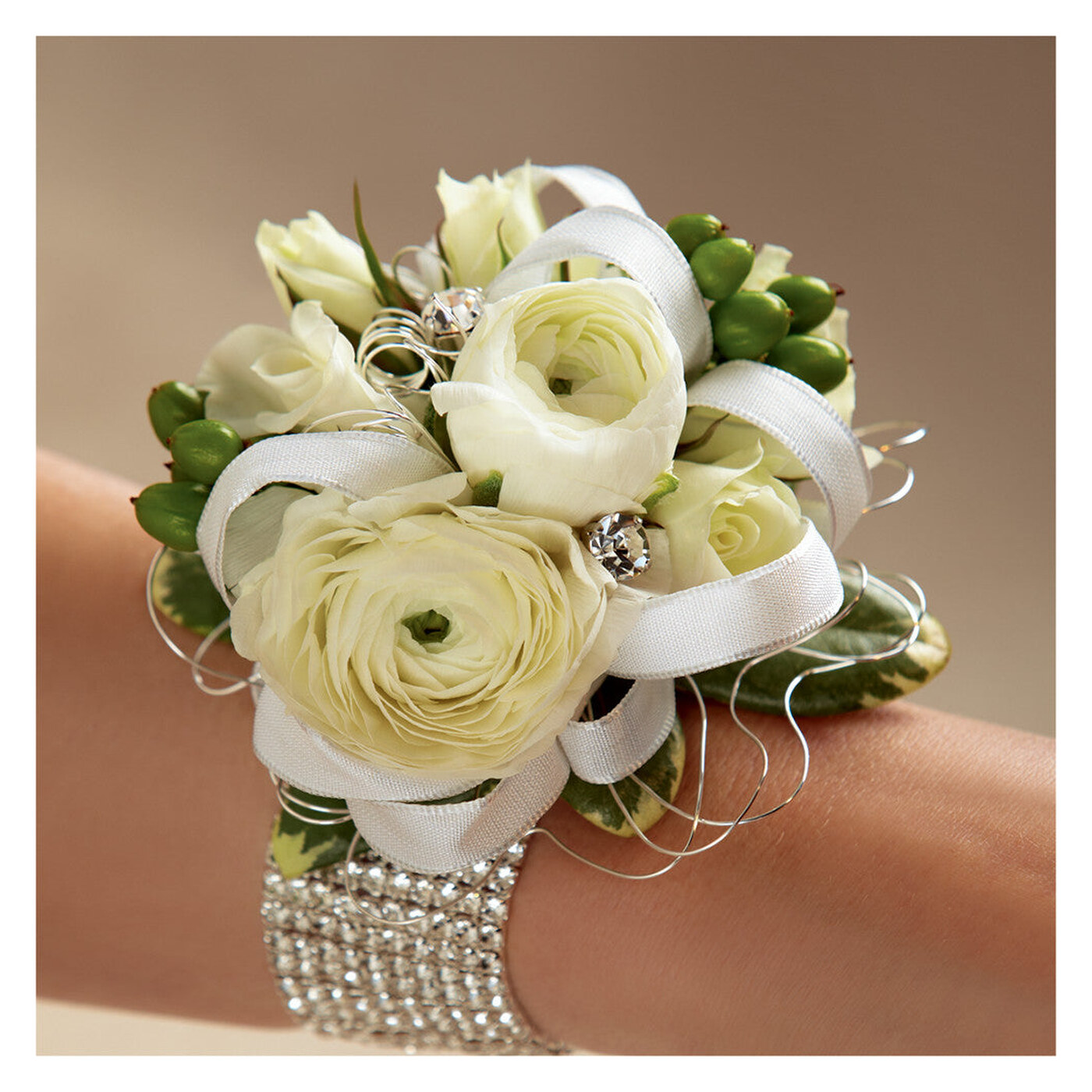 White Wedding Corsage flower arrangement